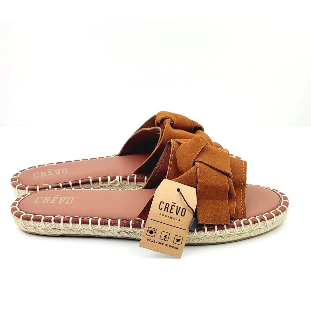 CREVO Women's Suede Bow‎ Slide Sandals - Size 10